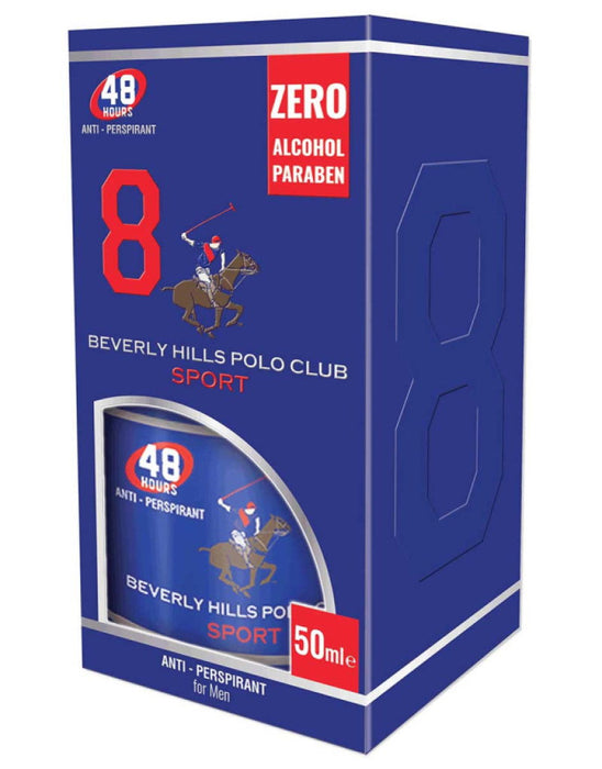 Deodorant roll-on Beverly Hills Polo Club Sport, antiperspirant, 48 h, fără alcool și parabeni, pentru bărbați, 50 ml