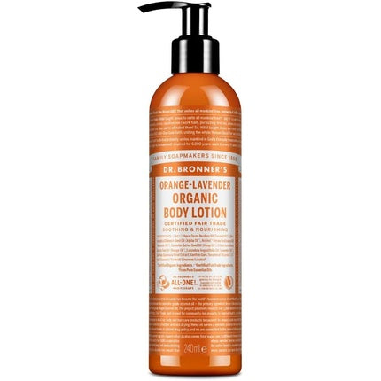 Loțiune organică pentru mâini și corp Dr. Bronner's cu portocală și lavandă, 236ml