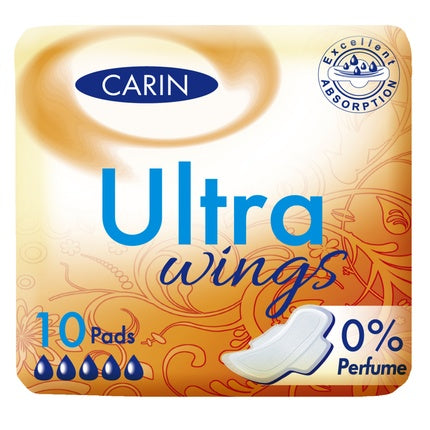 Protecție intimă Carin Ultra Wings, 10 buc, cu aripi, fără parfum
