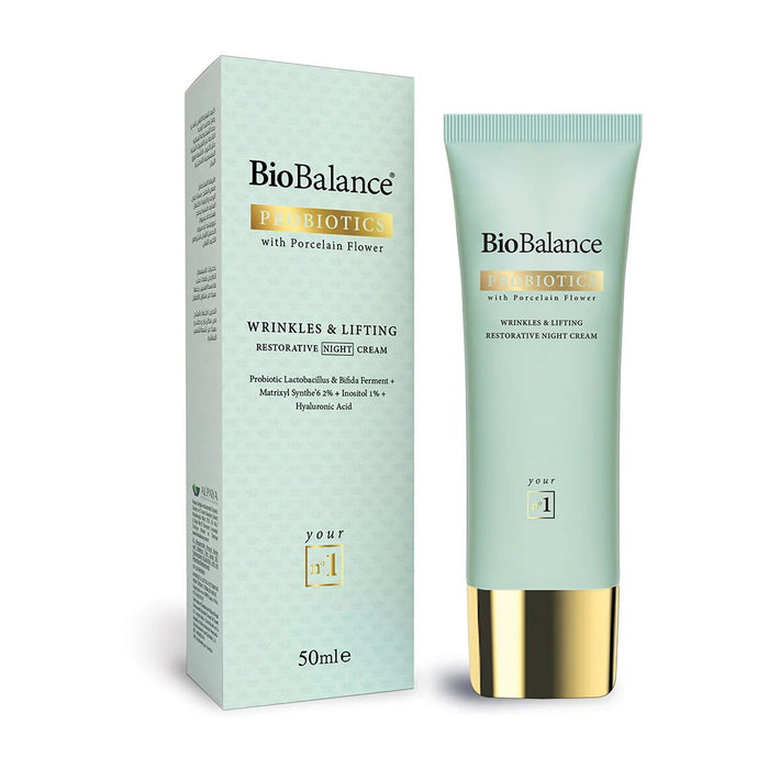 Cremă de față și gât Bio Balance Wrinkle & Lifting Restorative, de noapte, pentru fermitate, antirid, 50 ml