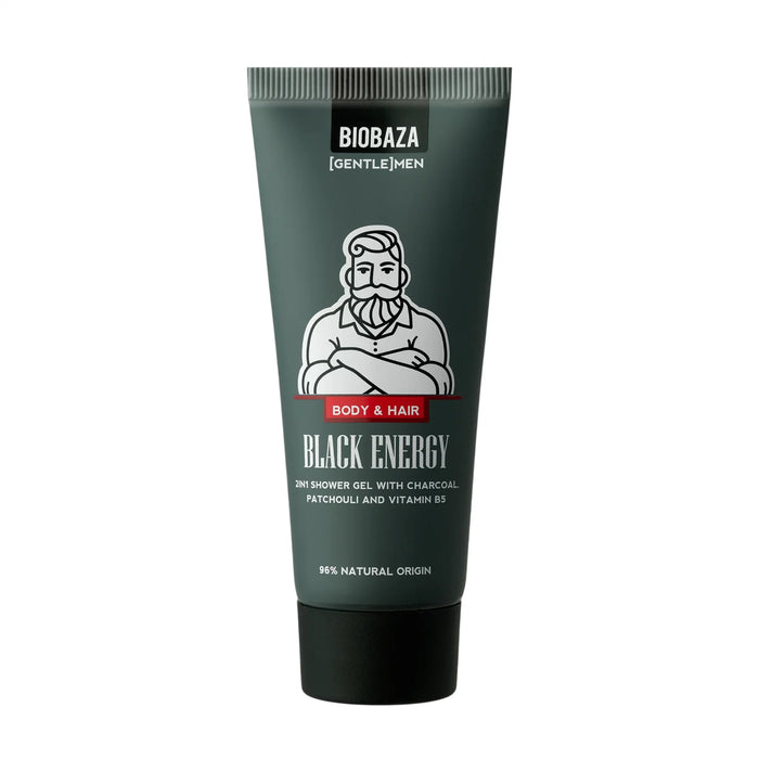Gel de duș și șampon 2 în 1 Biobaza Black Energy, cu cărbune, 30 ml