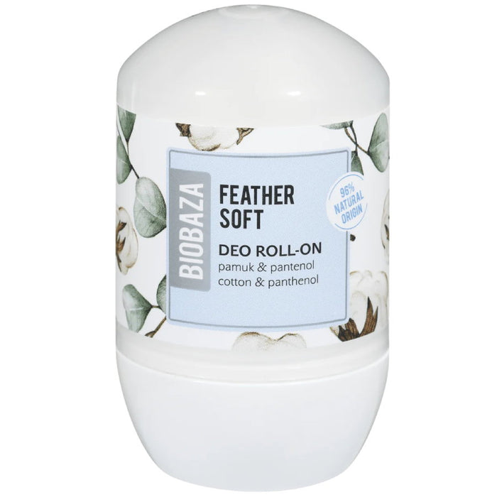 Deodorant antiperspirant roll-on Biobaza Feather Soft, cu bumbac și pantenol, pentru femei, 50 ml