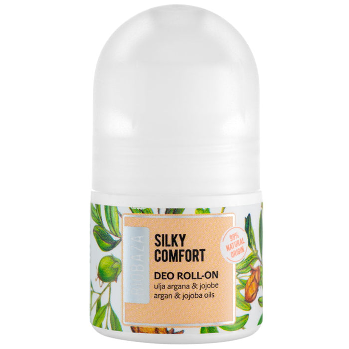 Antiperspirant roll-on Biobaza Silky Comfort, cu ulei de argan și jojoba, pentru femei, 20 ml