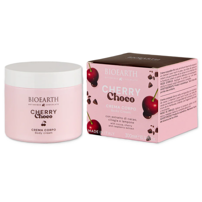 Cremă de corp Bioearth Cherry Choco, hidratantă și emolientă, pentru utilizare zilnică, 300 ml