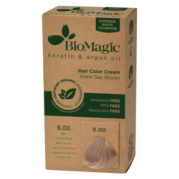Vopsea permanentă de păr BioMagic, nuanța 9/00 Very Light Blonde, fără amoniac, 250 ml, tester