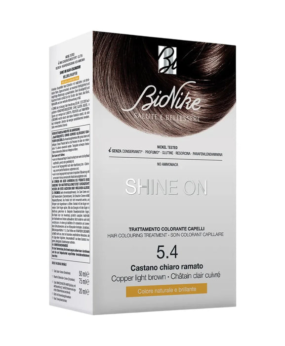 Vopsea permanentă de păr BioNike Shine On, nuanța 5.4 Copper Light Brown, 145 ml