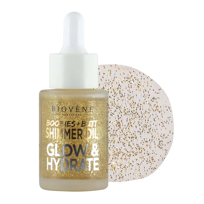 Ulei de corp Biovene Boobies + Butt, hidratant, cu efect strălucitor, 30 ml, tester