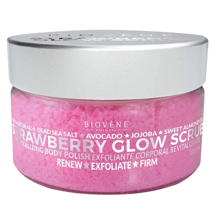 Exfoliant pentru corp Biovene Glow, cu căpșună, 200 g, tester
