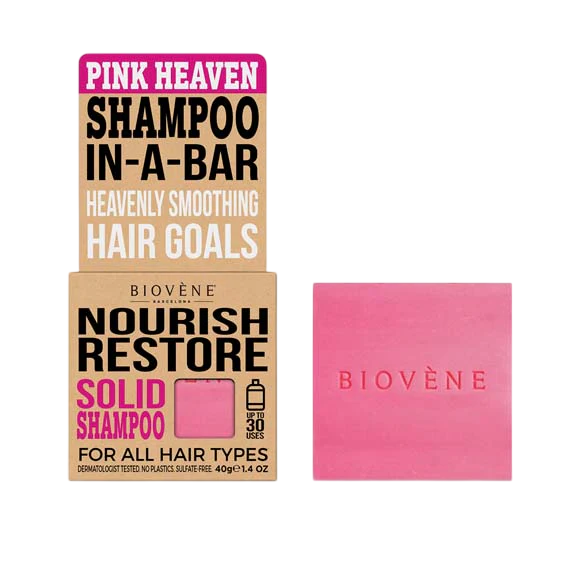 Șampon solid Biovene Pink Heaven, hrănitor, pentru toate tipurile de păr, 40 g