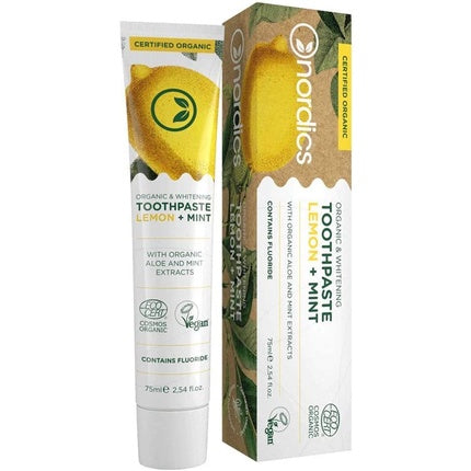 Pasta de dinți albire cu lămâie și mentă, Nordics Organic Care, 110g