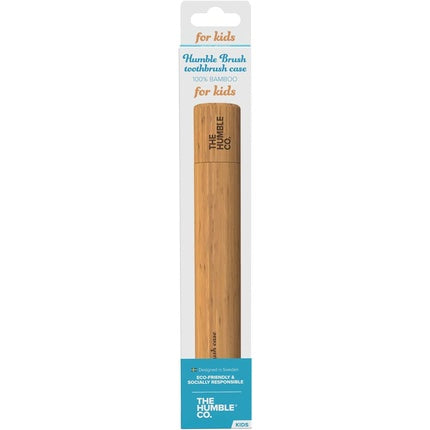 Custodie periuță din bambus pentru copii - The Humble Co., model Bamboo Toothbrush Case, material lemn, culoare naturală, dimensiuni compacte