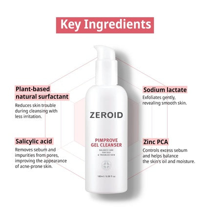 Zeroid Pimprove Gel Cleanser, 180ml, alb, pompă