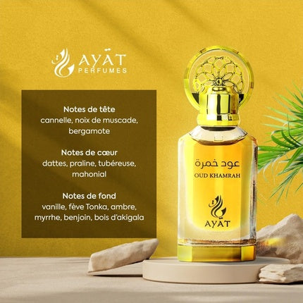 Ayat Perfumes Oud Khamrah - Ulei de parfum 12ml fără alcool, unisex, oriental-floral