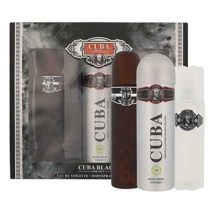 Set Parfum Cuba Black Originals, Eau de Toilette 1ml, Deodorant Spray 200ml, After Shave Balm 100ml, Set Masculin