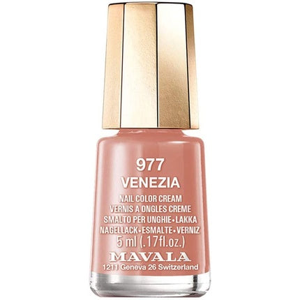 Vernis de unghii Mavala Solaris Venezia 5ml, culoare piersică, ambalaj sticlă cu capac auriu