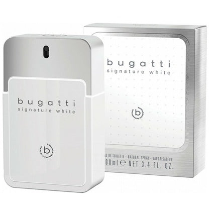 Parfum Bugatti Signature White, EDT 80 ml, Design argintiu și alb