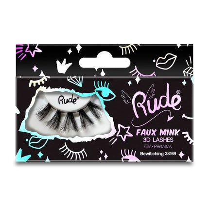 Rude Faux Mink 3D Lashes - Bewitching, negru, model volumetric