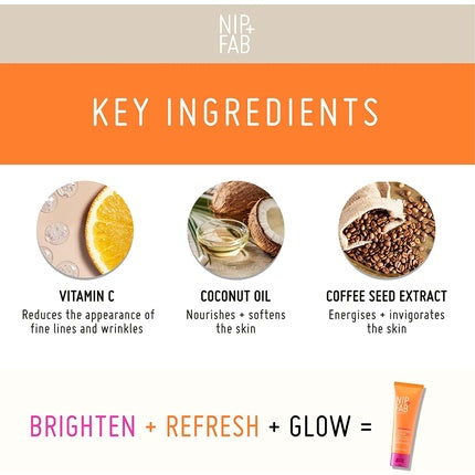 Exfoliant facial Nip+Fab, Scrub cu vitamina C, 75ml, portocaliu