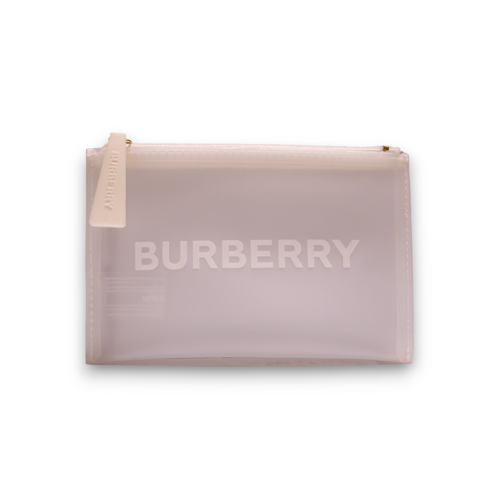 Geantă de machiaj Burberry, semitransparentă, cu fermoar