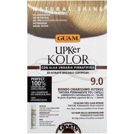 Tinctură de păr permanentă Guam Upker Kolor, nuanța 9.0 Blond Clarissim Intens