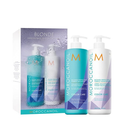 Set Șampon și Balsam Moroccanoil Blonde Perfecting, 500ml + 500ml