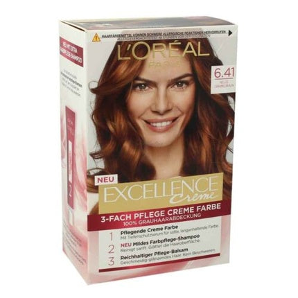 Vopsea de păr cremă, L'Oréal Excellence Creme, 6.41 Light Caramel Brown