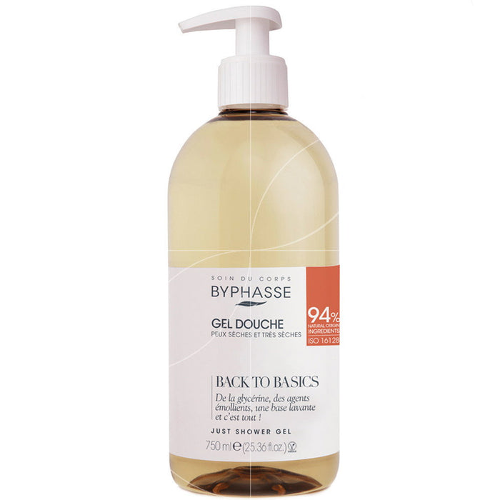 Gel de duș Byphasse Back To Basics, pentru piele uscată, 750 ml, tester