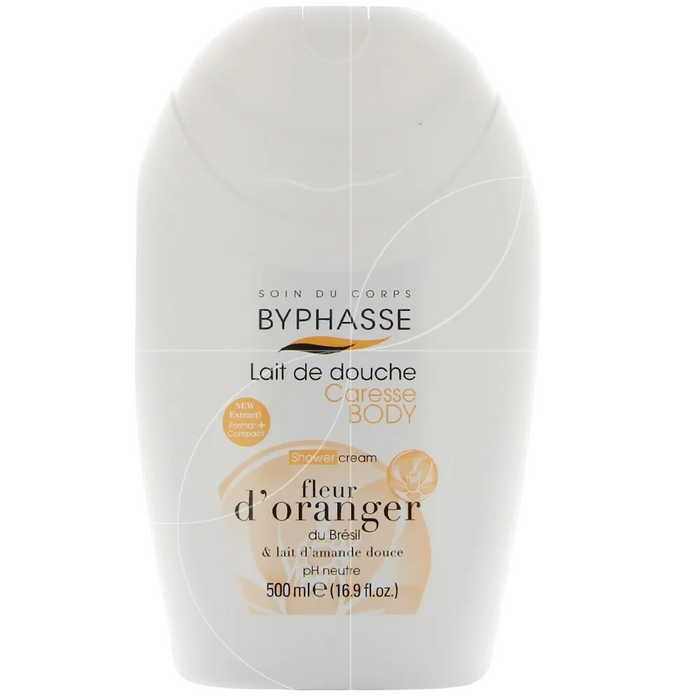 Cremă de duș Byphasse Caresse Body, hidratantă, cu floare de portocal și lapte de migdale, 500 ml, tester