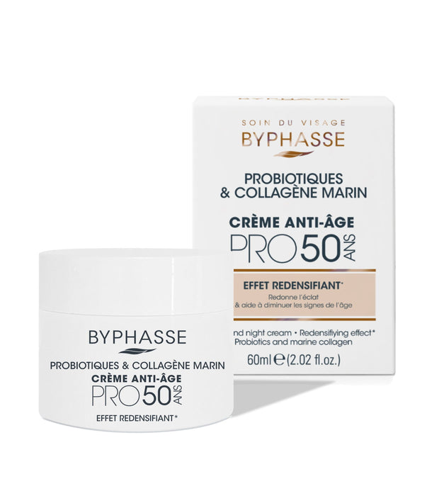 Cremă de față Byphasse Pro 50, antiîmbătrânire, cu probiotice și colagen marin, 60 ml