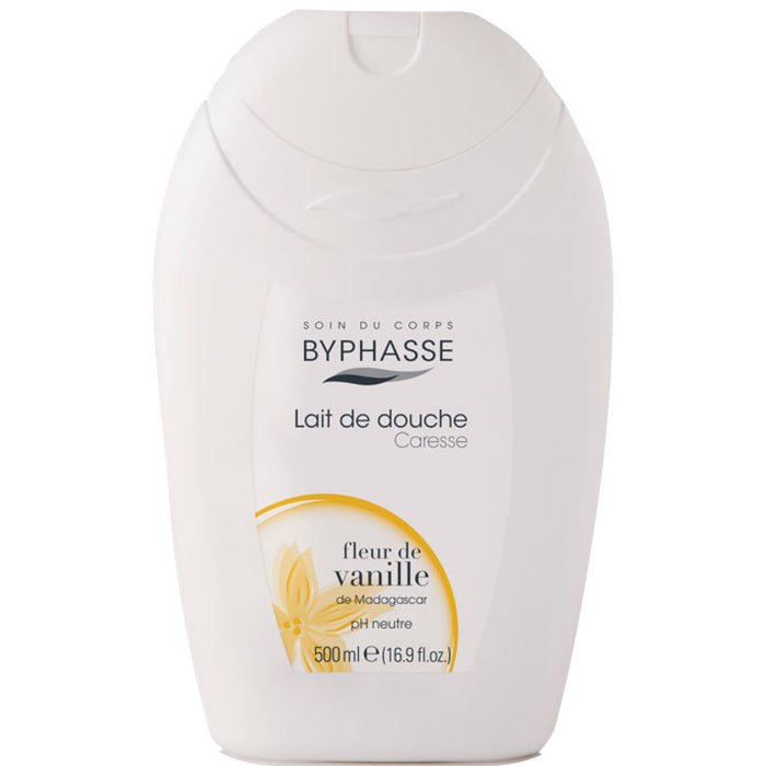 Cremă de duș Byphasse Vanilla Flower, cu efect de catifelare, pH neutru, 500 ml, tester