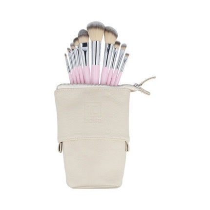 Set pensule machiaj Ilu Basic, 10 piese, saculet roz