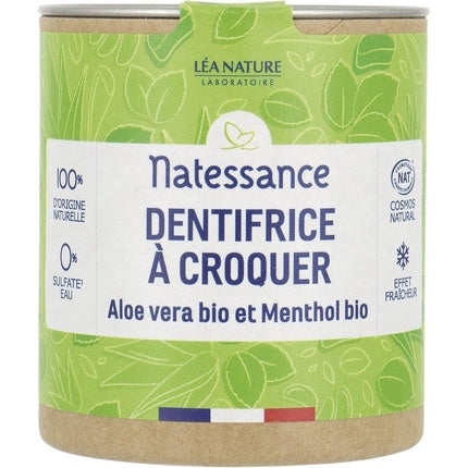 Dentifrice Solid Natessance cu Aloe Vera și Menthol Bio, Ambalaj Metalic, 111 g