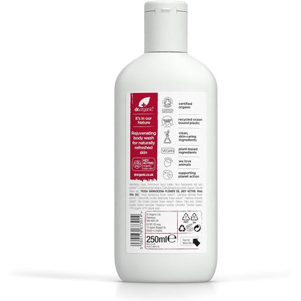 Gel de Duș, Dr Organic, Rose Otto, 250ml, alb