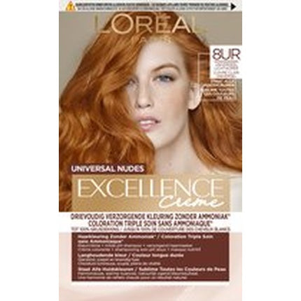 Culoare pentru păr, L'Oreal Paris, Excellence Creme 8ur Light Copper Red, fără amoniac