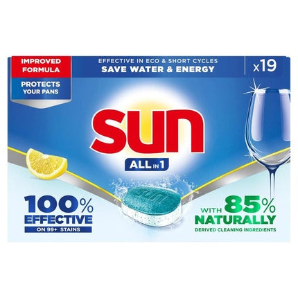 Sun All In 1 Tabs Citron, Tablete Spălare Vase, 19 buc