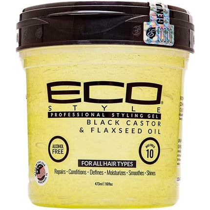 Gel păr, Eco Styler, cu ulei de ricin și semințe in, negru, 473ml