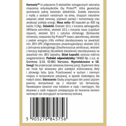 Supliment alimentar, Yango, Harmonia, capsule vegetale
