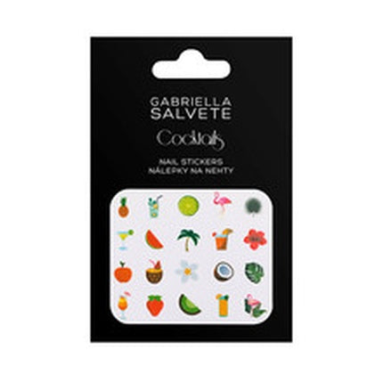 Set Adesive Unghii Gabriella Salvete Cocktail, design tropical, 20 bucăți