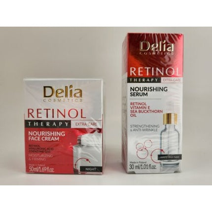 Set Îngrijire Piele Retinol Delia, Cremă și Ser, 50ml și 30ml, Alb