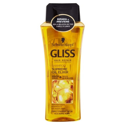 Șampon Testa Nera Supreme Oil Elixir, 250ml, lichid auriu, ambalaj transparent