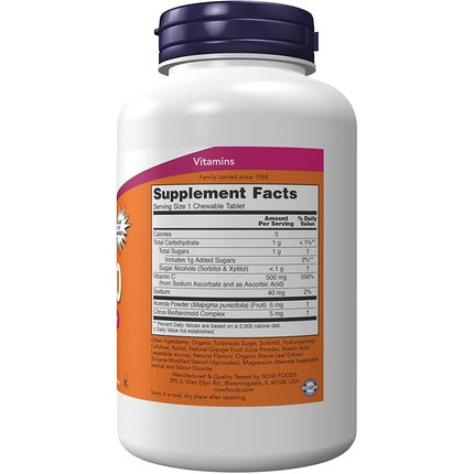 Tablete masticabile Vitamin C-500, Now Foods, aromă de suc de portocale, 100 buc
