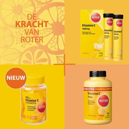 Roter Vitamina C 1000 mg, tablete efervescente, gust de lămâie, 2x20 buc