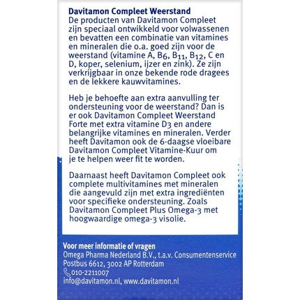 Davitamon Compleet Weerstand, Vitamine D3, 100 dragee