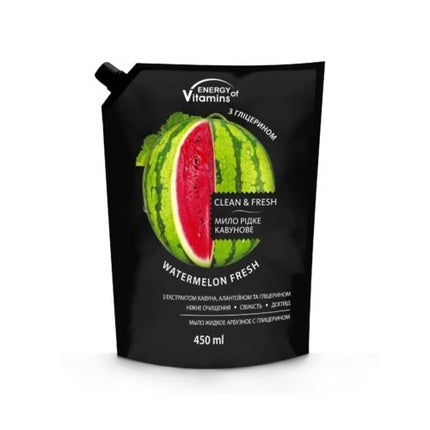 Energy Of Vitamins, Watermelon Fresh Liquid Soap 450ml Refill, Black