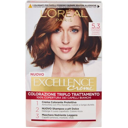 Vopsea de par, L'Oréal, Excellence N.5.3, Saten Deschis Auriu