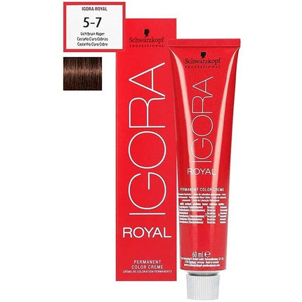Vopsea de păr Schwarzkopf Igora Royal, 60 ml, Nuanță 5-7, Castaniu deschis cu reflexe cupru