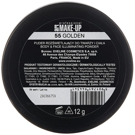 Pudră iluminatoare, Eveline Cosmetics, Art Professional Makeup, 55 Golden, 14g
