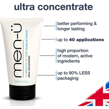 Mască facială purificatoare Men-Ü 3 Minute D-Tox Ultra Concentrate, Kaolin Clay & Witch Hazel, 100ml