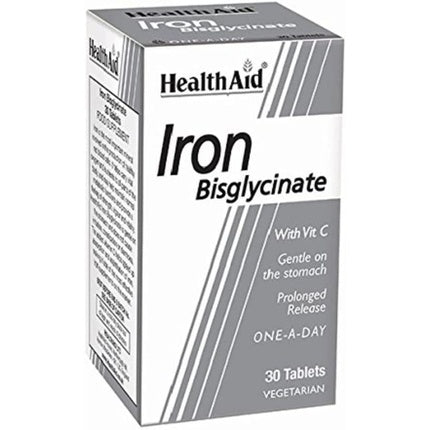 Supliment alimentar, HealthAid, Iron Bisglycinate Tabletă, 30 bucăți