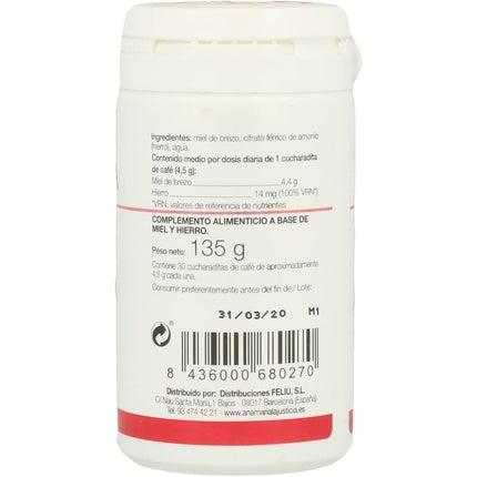 Supliment alimentar, Ana Maria Lajusticia, Fier cu miere, 140g